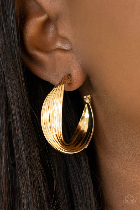 Curves In All The Right Places Gold Hoop Earring Paparazzi E0073