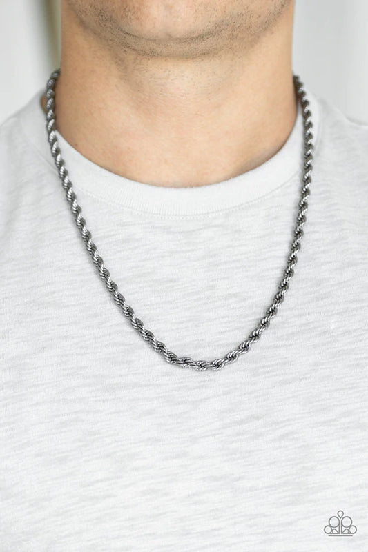 Double Dribble Black Gunmetal Urban Necklace N0256