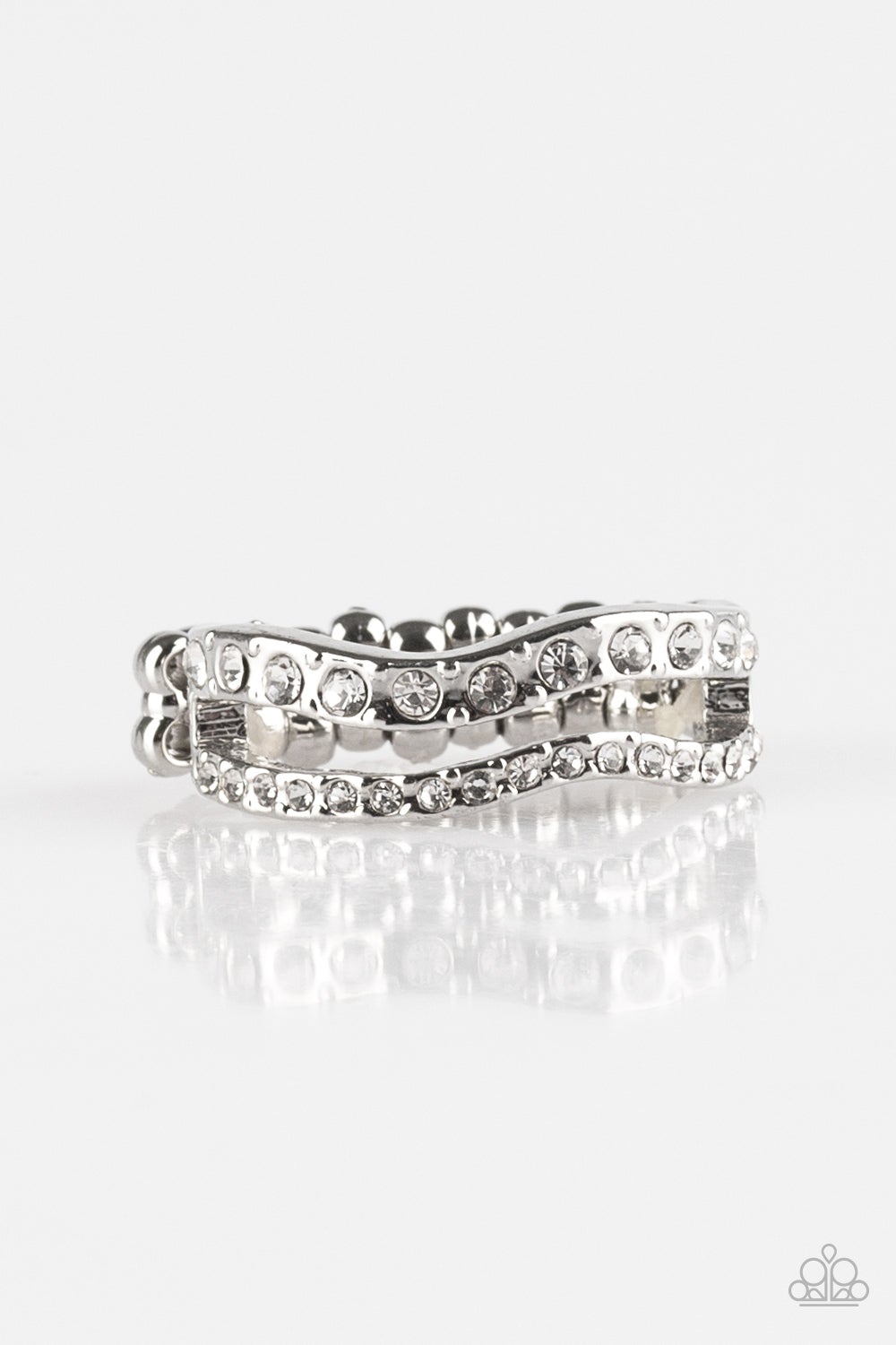 Elite Squad White Rhinestone Ring Paparazzi R0209