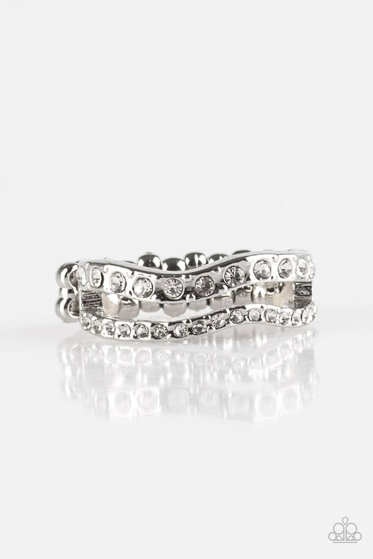 Elite Squad White Rhinestone Ring Paparazzi R0209
