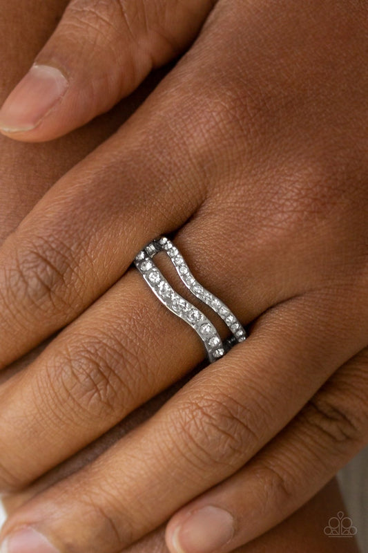 Elite Squad White Rhinestone Ring Paparazzi R0209