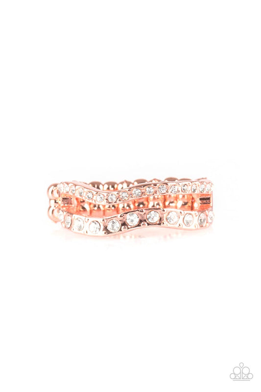 Elite Squad Copper White Rhinestone Ring Paparazzi R0004