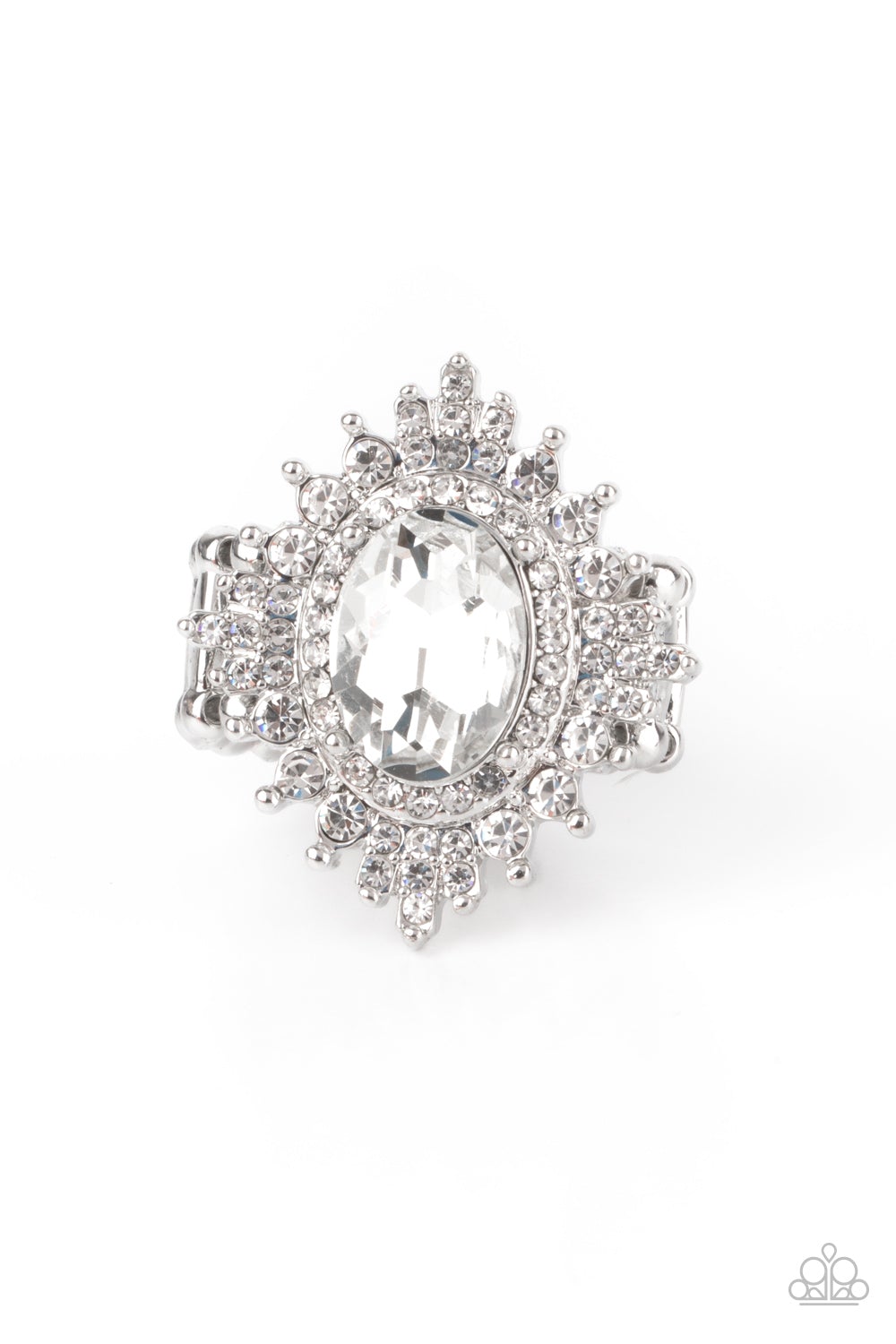 Five-Star Stunner White Ring Paparazzi R0203