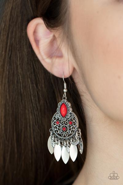 Galapagos Glamping Red Earring Paparazzi E0241