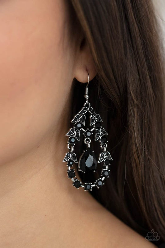 Garden Decorum Black Earring Paparazzi E0015