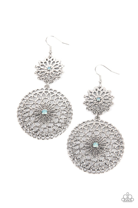 Garden Mantra Blue Opal Rhinestone Earring Paparazzi E0128