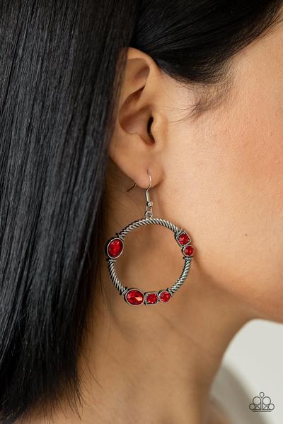 Glamorous Garland Red Earring Paparazzi E0079