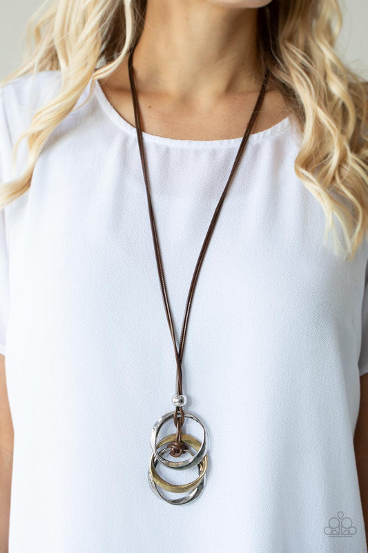 Harmonious Hardware Brown Necklace N0321