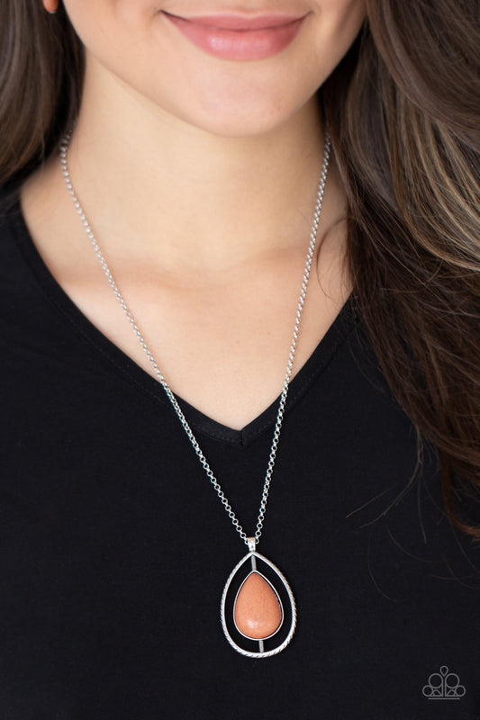 Here Today, Patagonia Tomorrow Brown Cracked Stone Necklace Paparazzi N0185