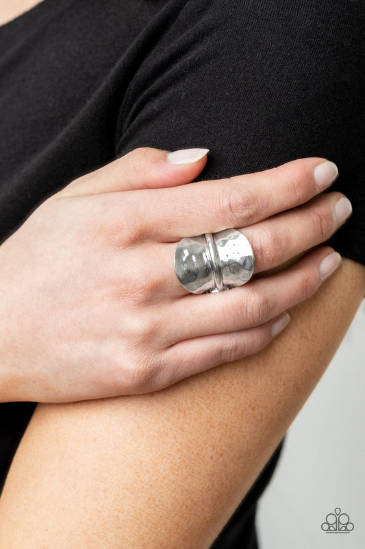 High Stakes Gleam Silver Ring Paparazzi R0152