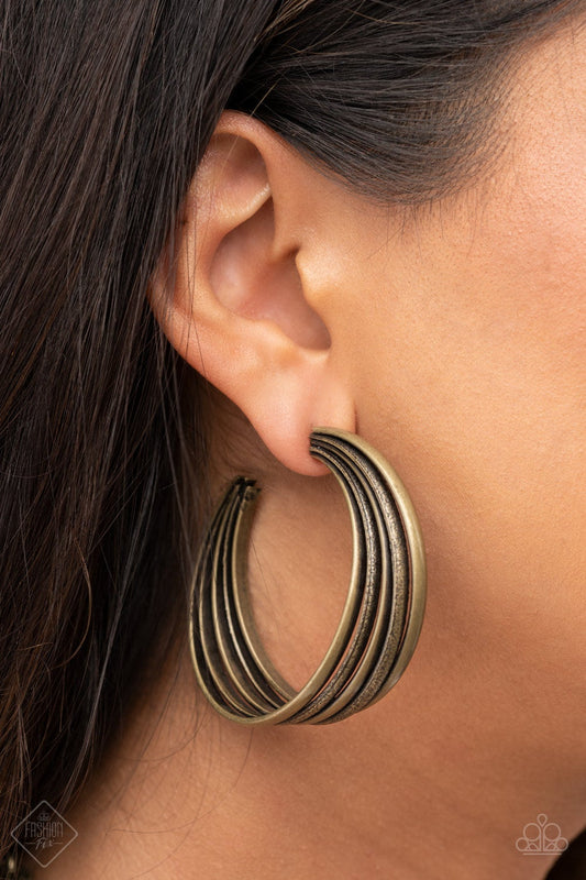 In Sync - Brass Earring Paparazzi E0403