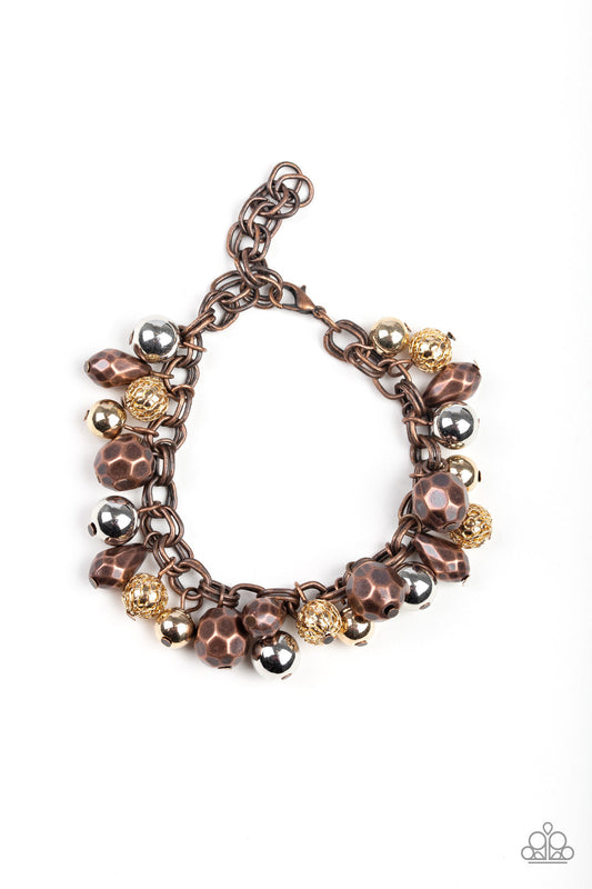 Invest in This Multi Metal Copper, Gold & Silver Bead Bracelet Paparazzi B0069