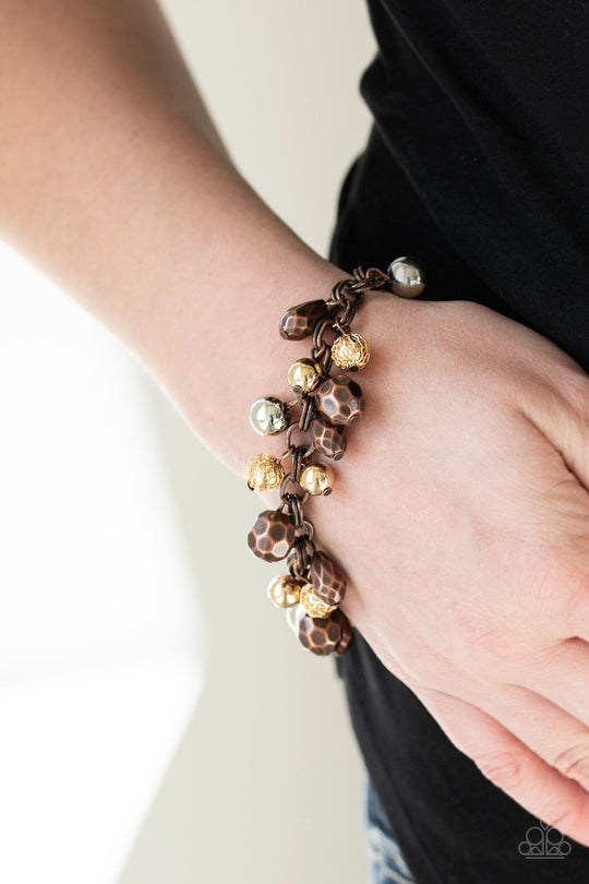Invest in This Multi Metal Copper, Gold & Silver Bead Bracelet Paparazzi B0069