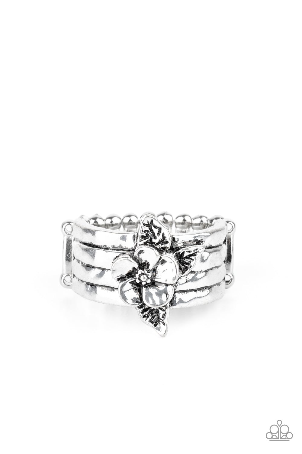 Island Icon Silver Flower Ring Paparazzi R0068