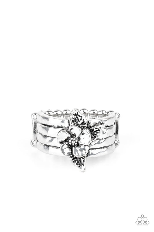 Island Icon Silver Flower Ring Paparazzi R0068