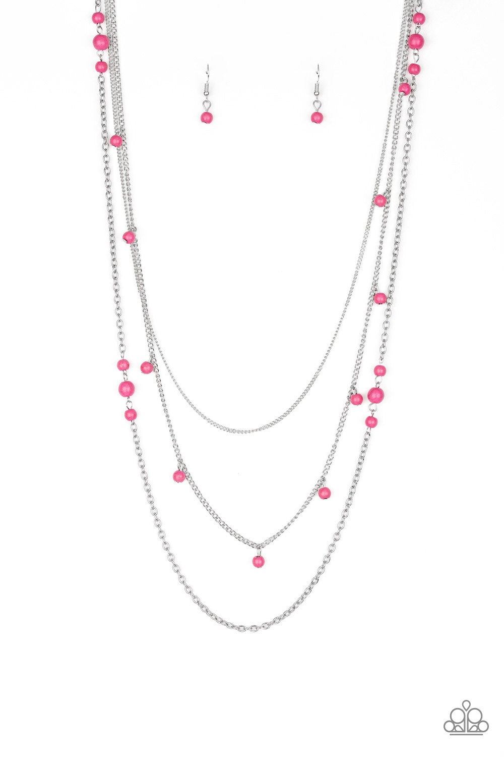 Laying The Groundwork Pink Cracked Stone Necklace Paparazzi N0029
