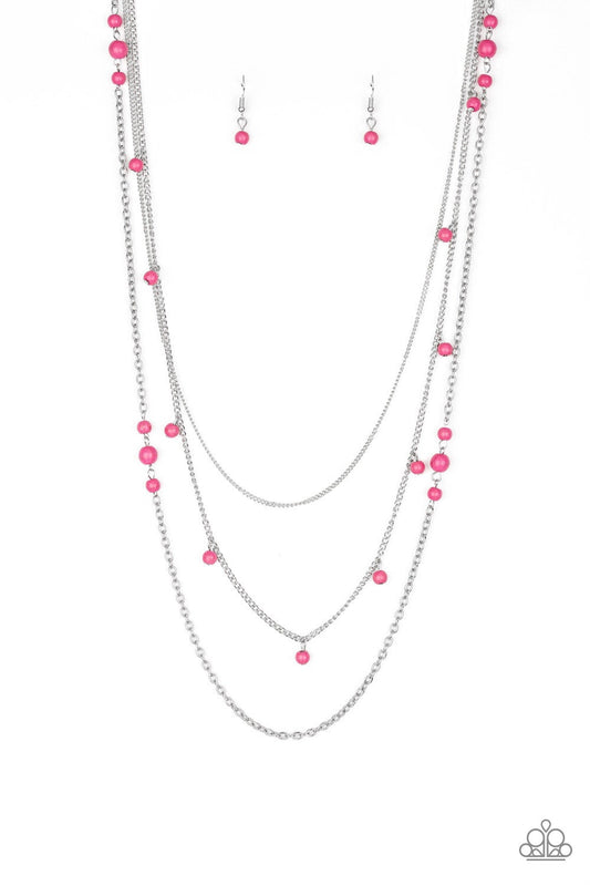Laying The Groundwork Pink Cracked Stone Necklace Paparazzi N0029