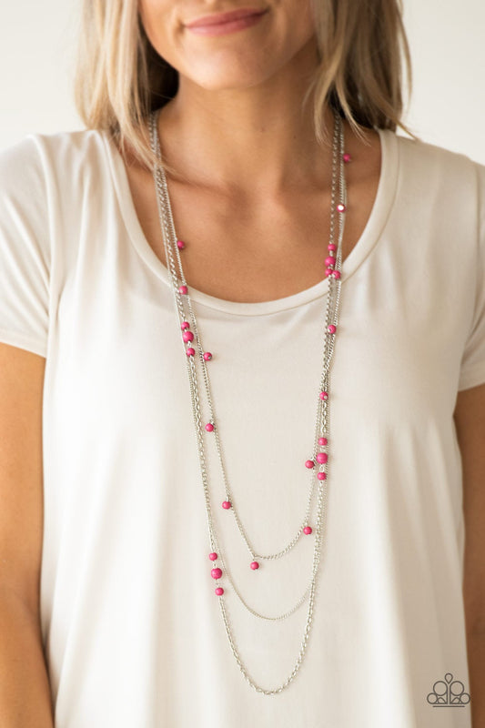 Laying The Groundwork Pink Cracked Stone Necklace Paparazzi N0029