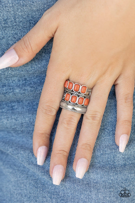 Mojave Monument Orange Cracked Stone Santa Fe Style Ring Paparazzi R0138