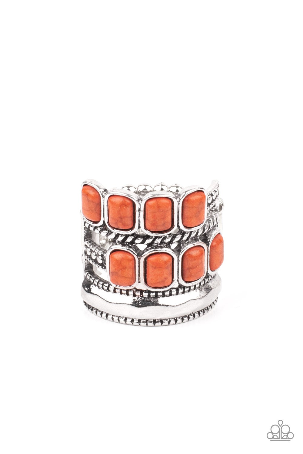 Mojave Monument Orange Cracked Stone Santa Fe Style Ring Paparazzi R0138