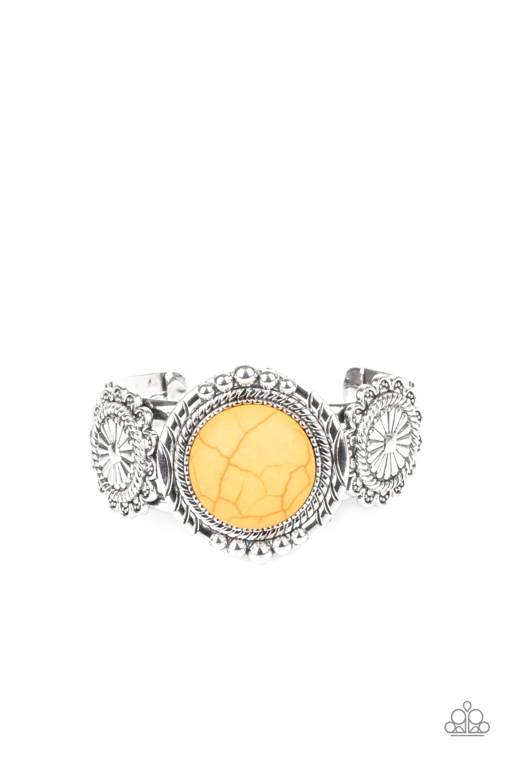 Mojave Motif Yellow Santa Fe Style Stone Cuff Bracelet Paparazzi B0066