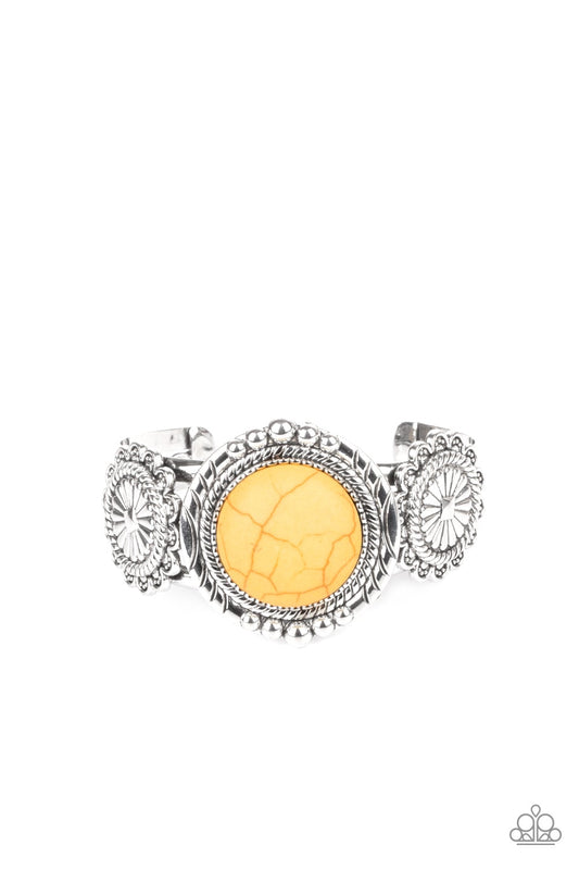 Mojave Motif Yellow Santa Fe Style Stone Cuff Bracelet Paparazzi B0066