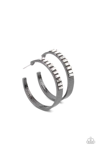 More To Love Black Hoop Earrings Paparazzi E0236