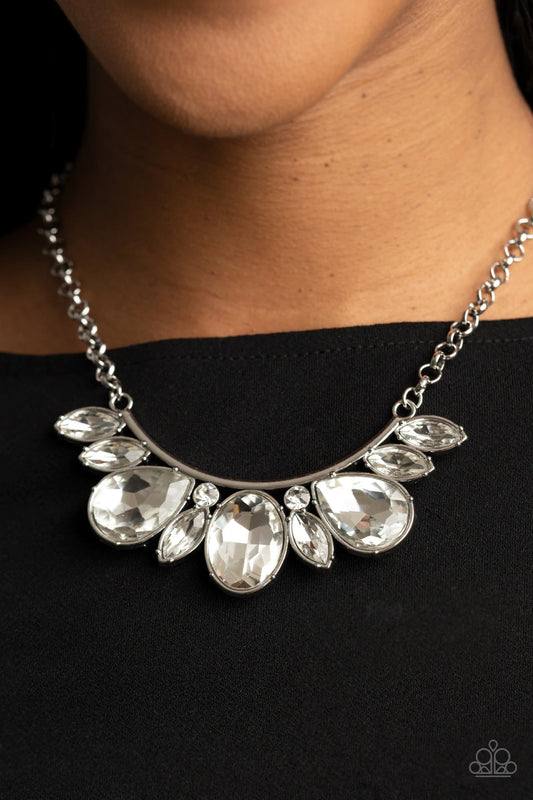 Never SLAY Never White Rhinestone Necklace Paparazzi N0344