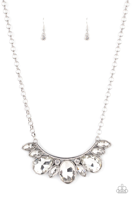Never SLAY Never White Rhinestone Necklace Paparazzi N0344