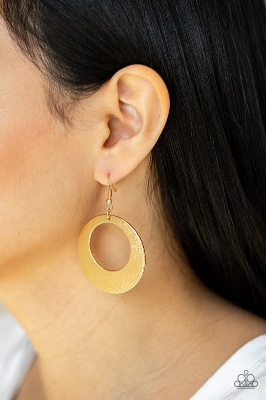 Outer Plains Gold Rustic Fashion Earring Paparazzi E0140