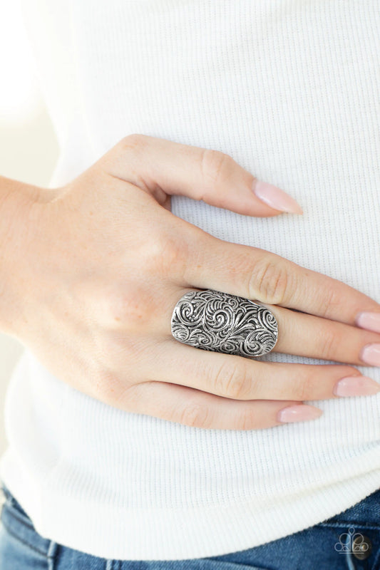 Paisley Paradise Silver Ring Paparazzi R0114
