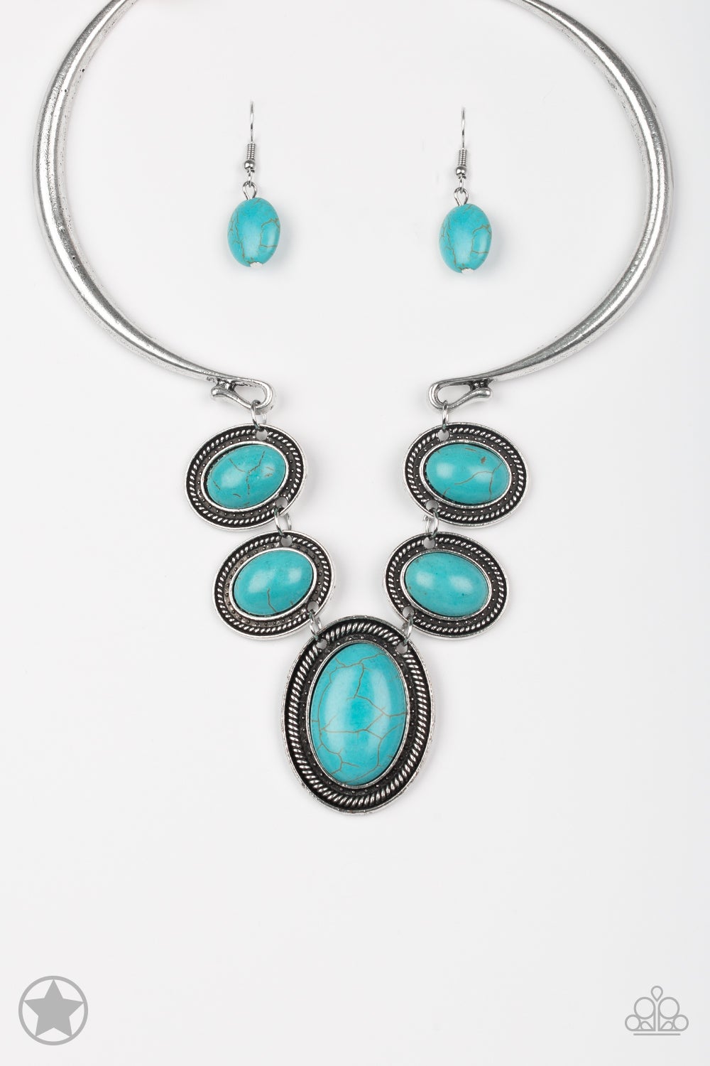 River Ride Blue Turquoise Stone Santa Fe Style Blockbuster Necklace Paparazzi N0137