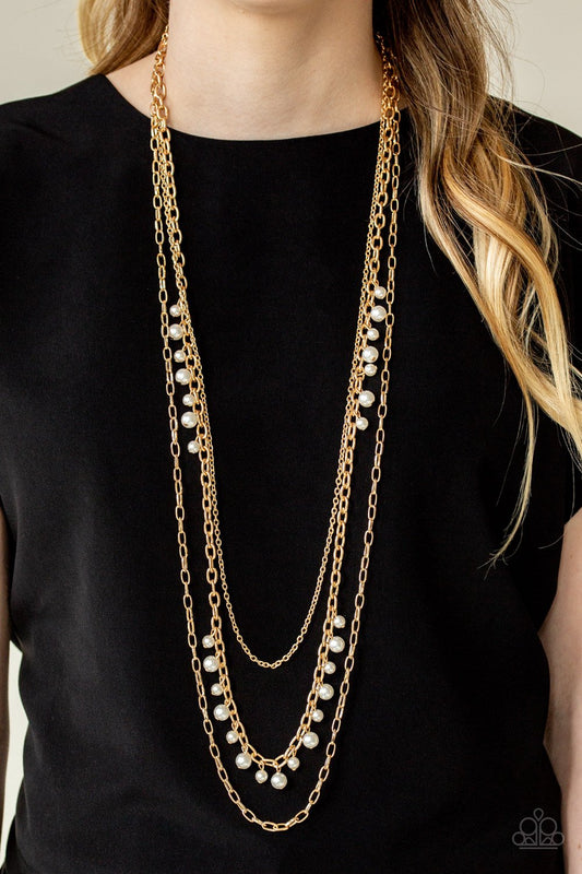 Pearl Pageant Gold Necklace Paparazzi N0207
