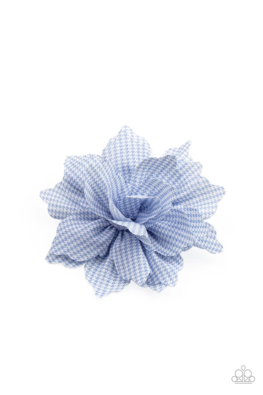Plaid Prairies Blue Hair Clip Paparazzi   H0015
