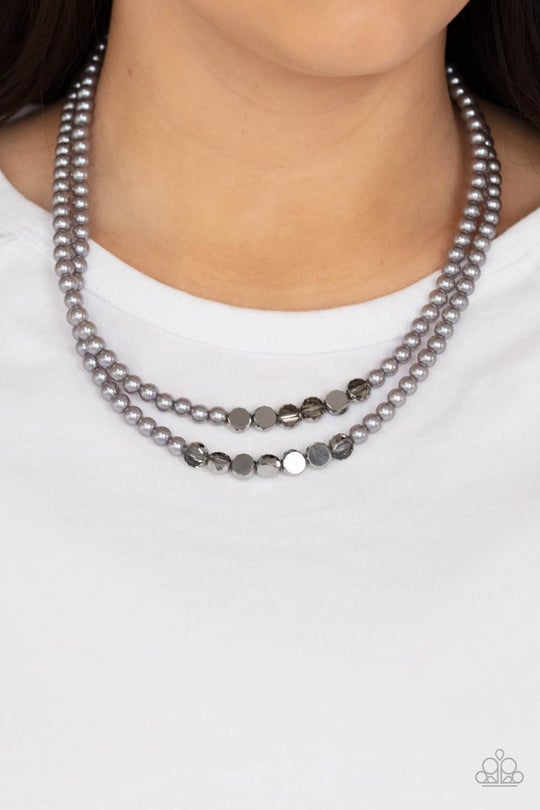 Poshly Petite Silver Metallic Beads Necklace Paparazzi N0273