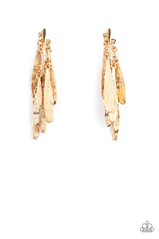 Pursuing The Plumes Gold Post Earring Paparazzi E0096