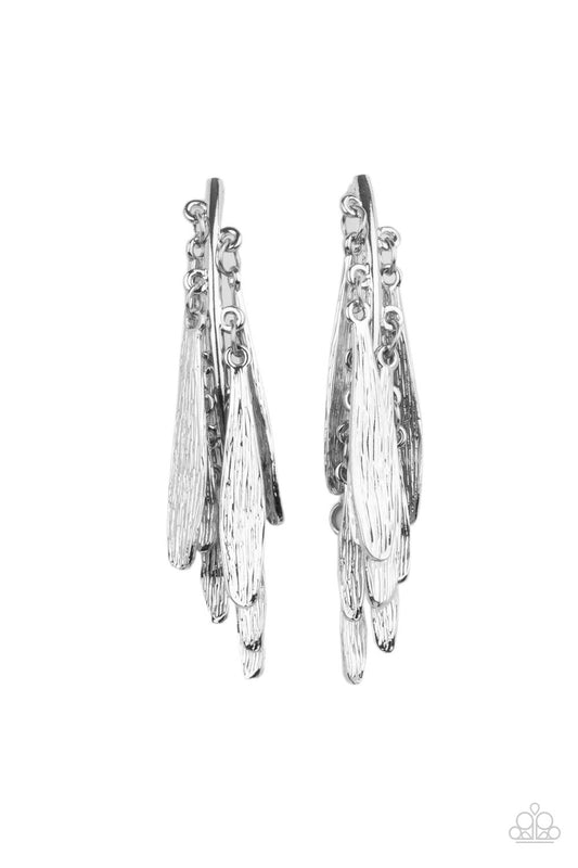 Pursuing The Plumes Silver Post Earring Paparazzi E0100