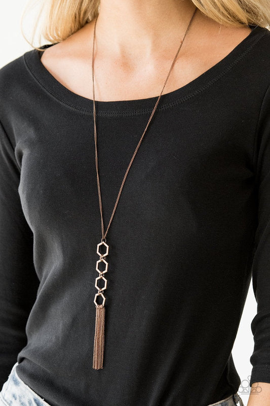 Ready, Set, GEO! Copper Hexagon Frame Necklace Paparazzi N0222