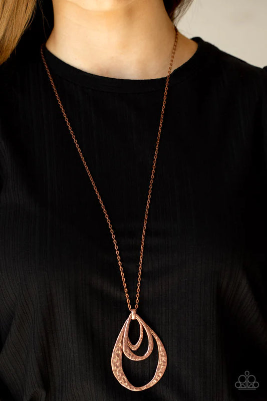 Relic Renaissance Copper Hammered Teardrop Necklace Paparazzi N0946