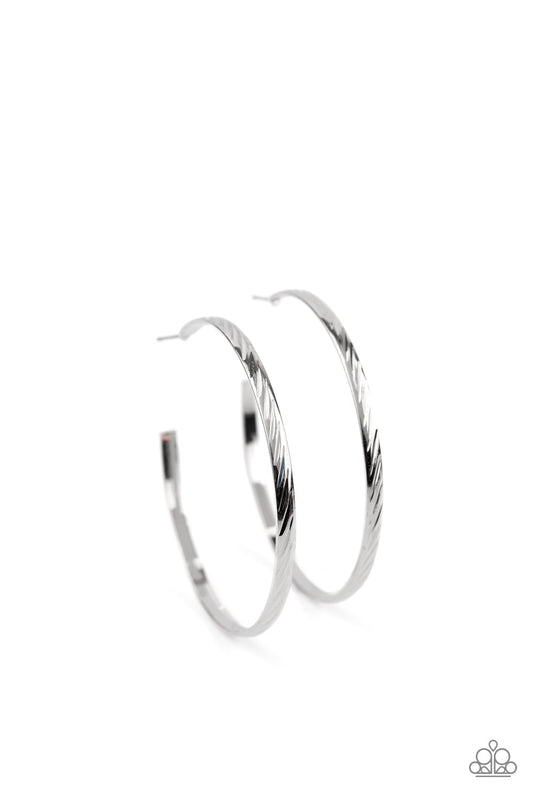 Reporting For Duty Silver Hoop Earrings Paparazzi E0047