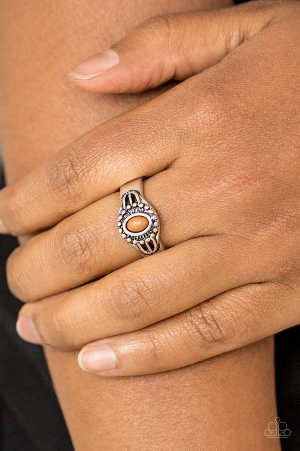 Right On Trek Brown Bead Ring Paparazzi R0096
