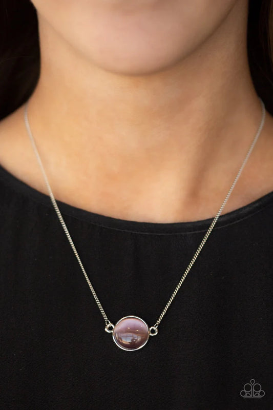Rose Colored Glasses Purple Cat's Eye Stone Necklace N0042