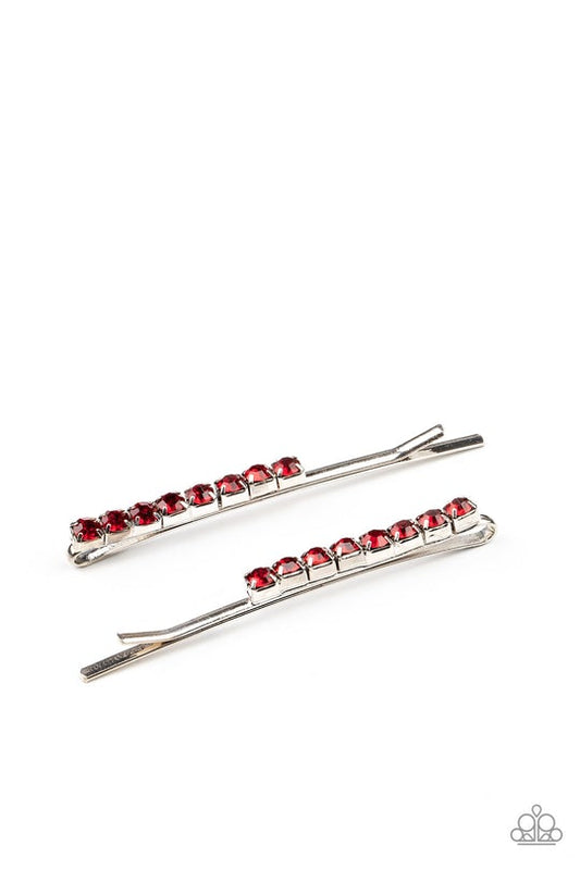 Satisfactory Sparkle Red Hair Clip Paparazzi H0040