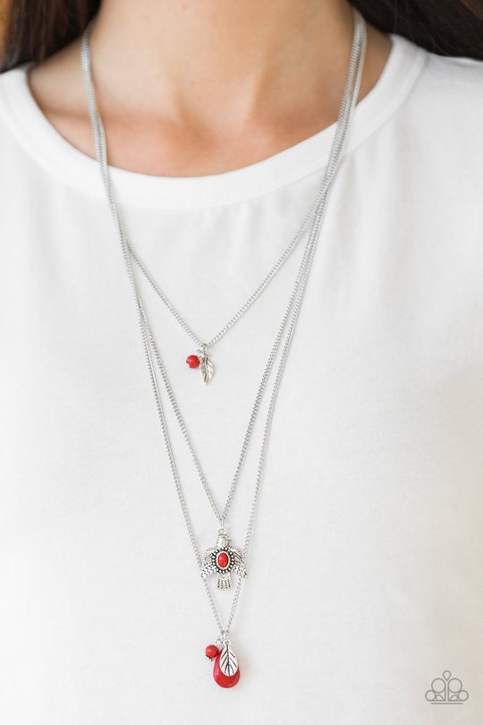 Soar With The Eagles Red Necklace Paparazzi N0184