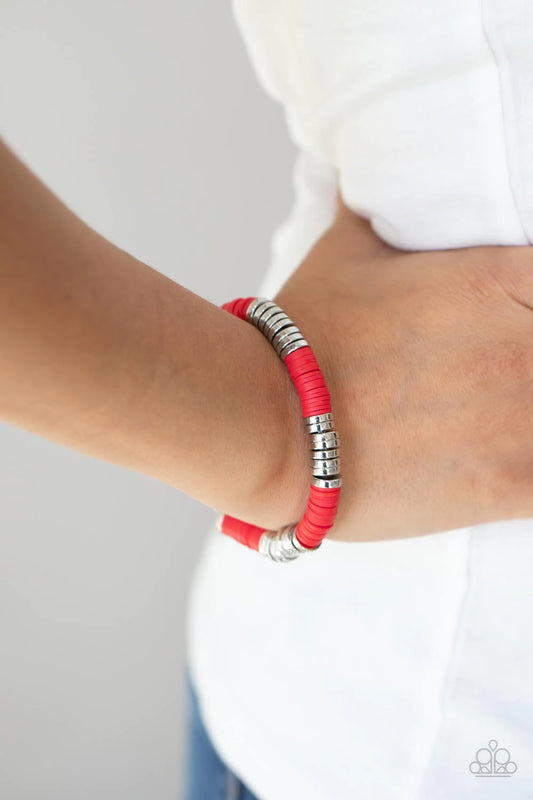 Stacked In Your Favor Red Stretch Bracelet Paparazzi B0133