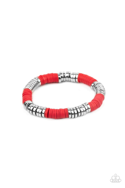 Stacked In Your Favor Red Stretch Bracelet Paparazzi B0133