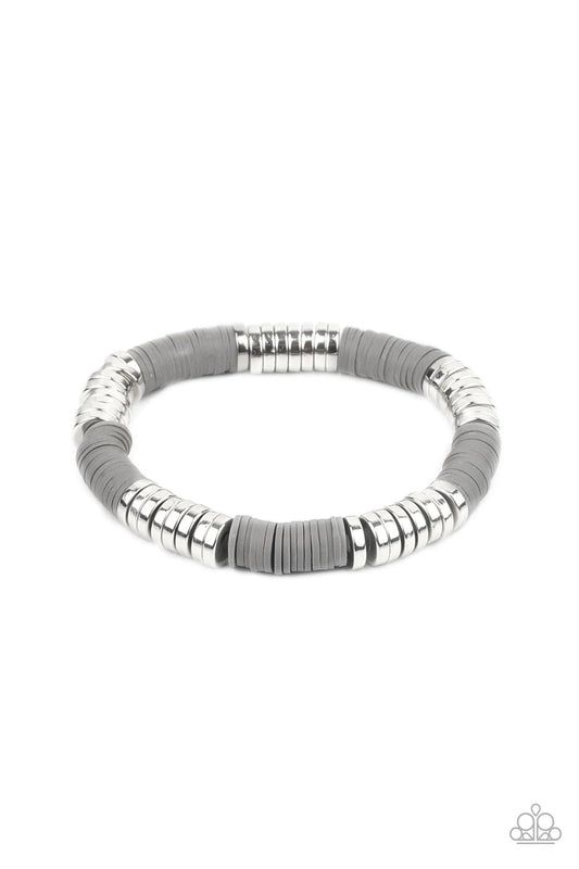 Stacked In Your Favor Silver Stretch Bracelet Paparazzi B0534