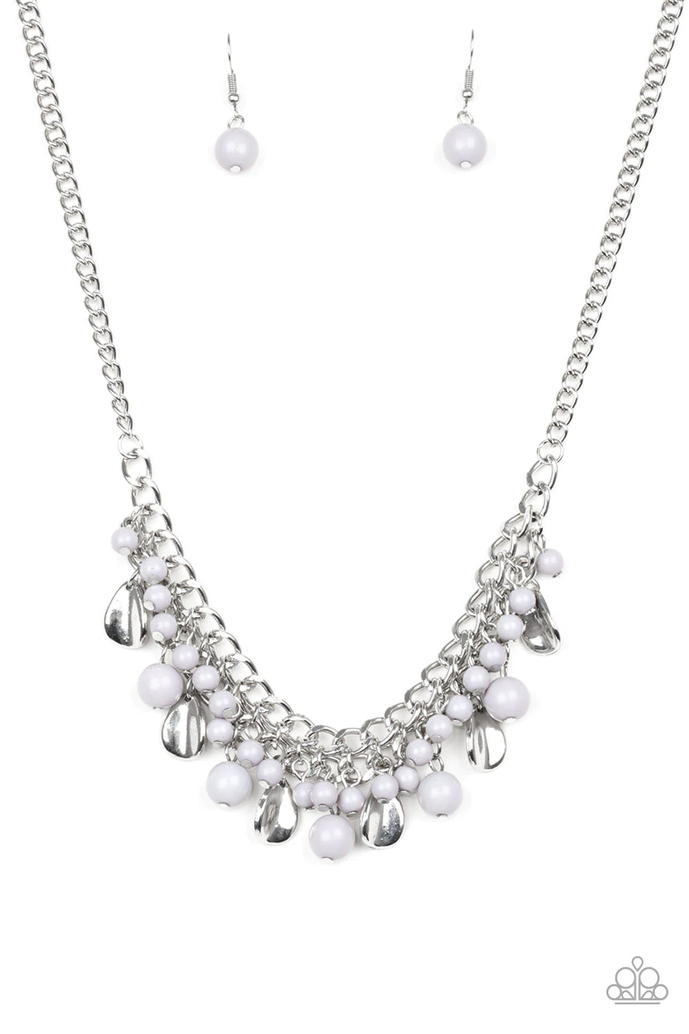 Summer Showdown Silver Teardrop Necklace Paparazzi N0172