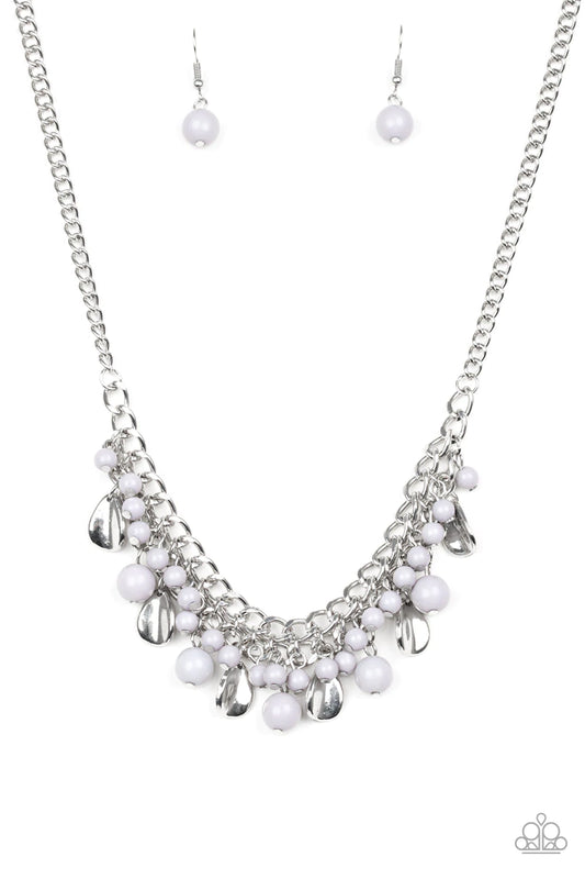 Summer Showdown Silver Teardrop Necklace Paparazzi N0172