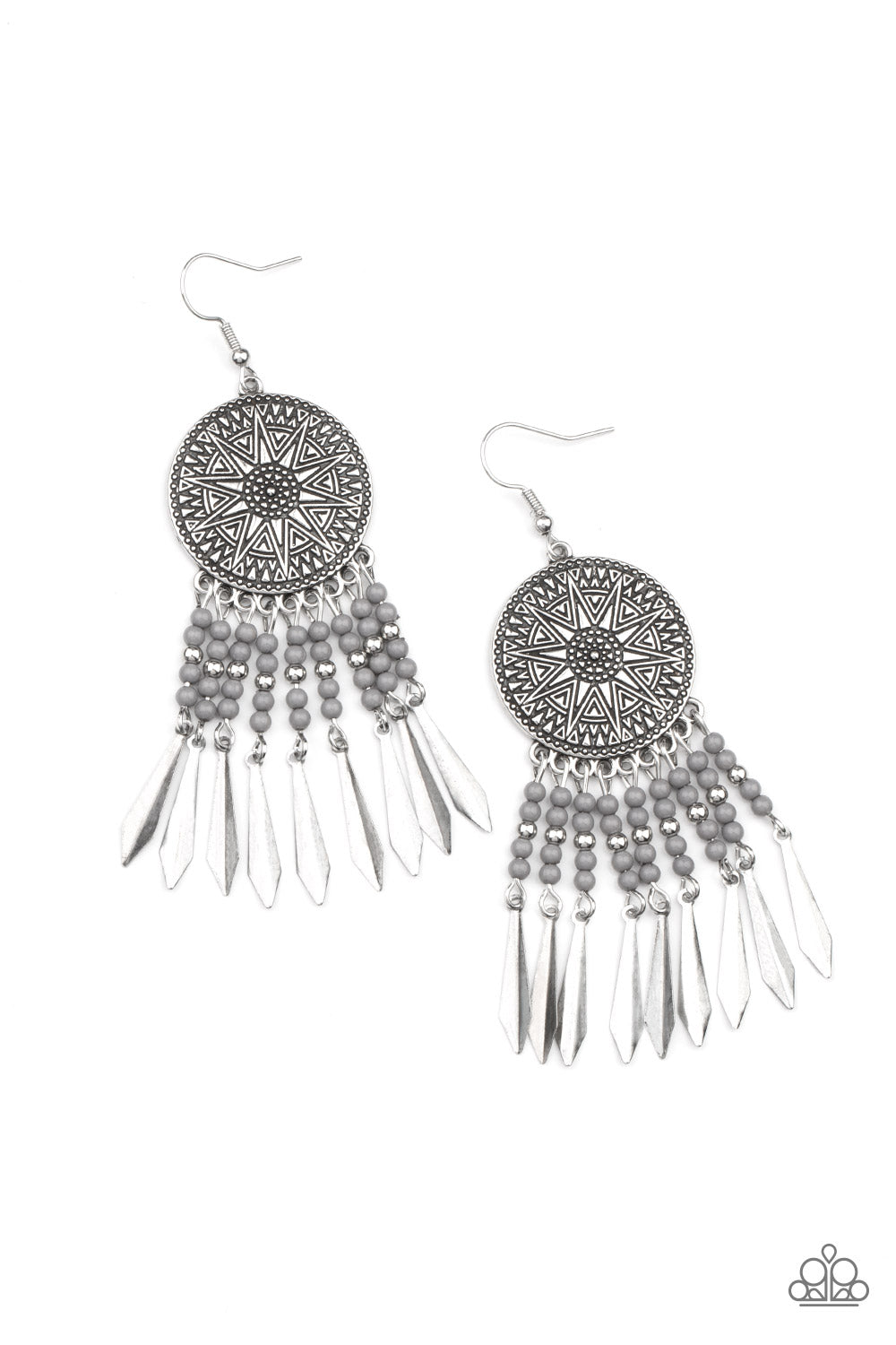 Sun Warrior Silver Earring Paparazzi E0436